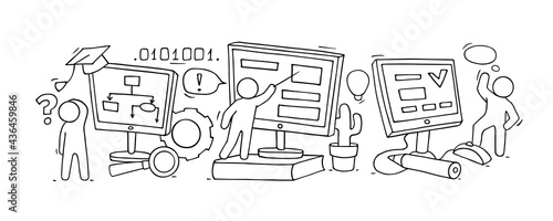 Computer class with studing little people