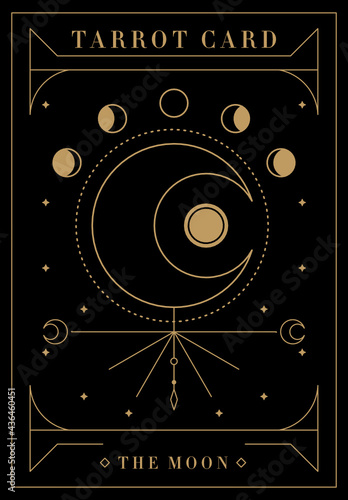 Tarot Card Minimalist Vector Illustration, The Moon 