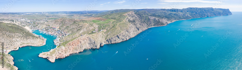 Aerial view of Balaklavsky bay and port in Crimea.