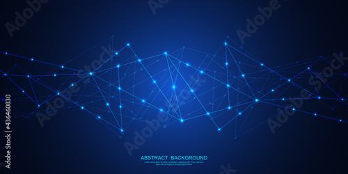 Abstract technology background with connecting dots and lines. Global network connection, digital technology and communication concept.