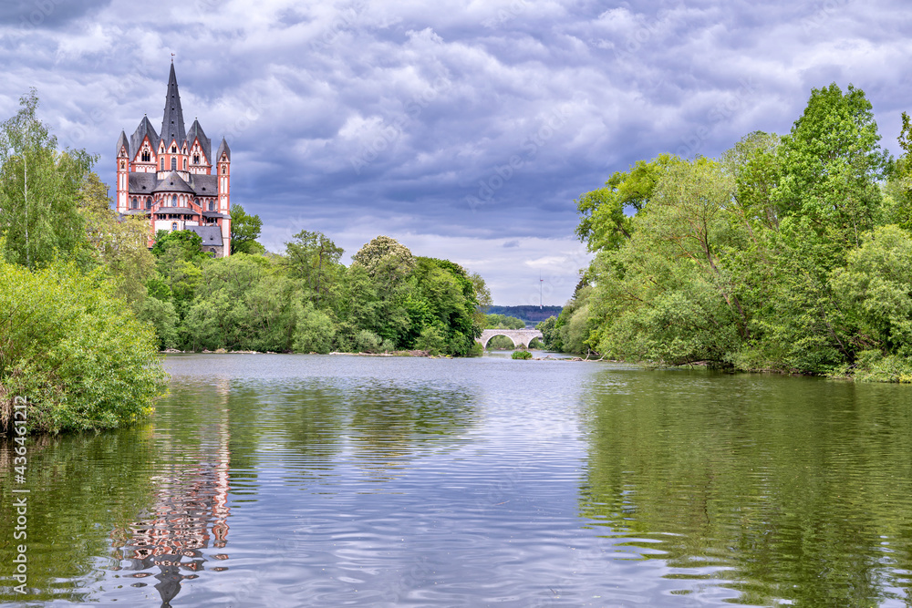 river Lahn with cathedral in Limburg, Germany