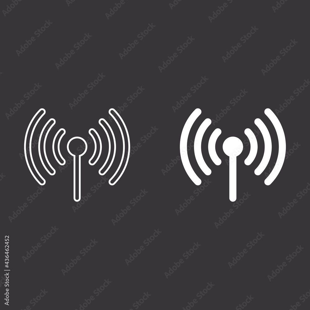 Radio antenna sending signal icon on white background. Wireless technology. Vector illustration Radio antenna sending signal icon on white background. Wireless technology. Vector illustration