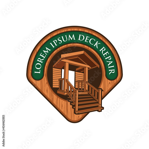 House Deck vector illustration logo design, good for carpenter business logo and forest villa house logo design