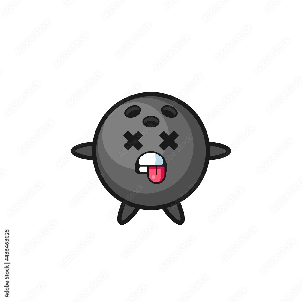 character of the cute bowling ball with dead pose character of the cute bowling ball with dead pose