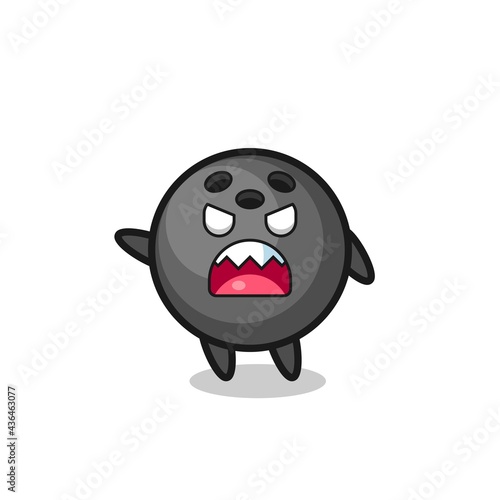 cute bowling ball cartoon in a very angry pose
