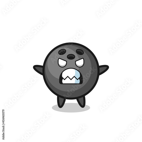 wrathful expression of the bowling ball mascot character