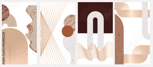 Template for social media collection. Vertical background. Modern abstract elements, Line, Geometry Shapes, Wave. Editable Vector Illustration.