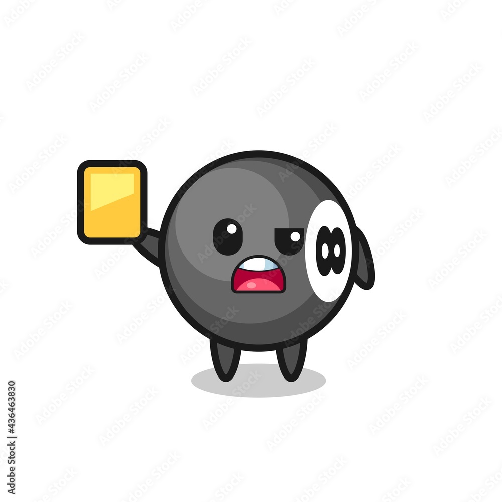 cartoon 8 ball billiard character as a football referee giving a yellow card cartoon 8 ball billiard character as a football referee giving a yellow card