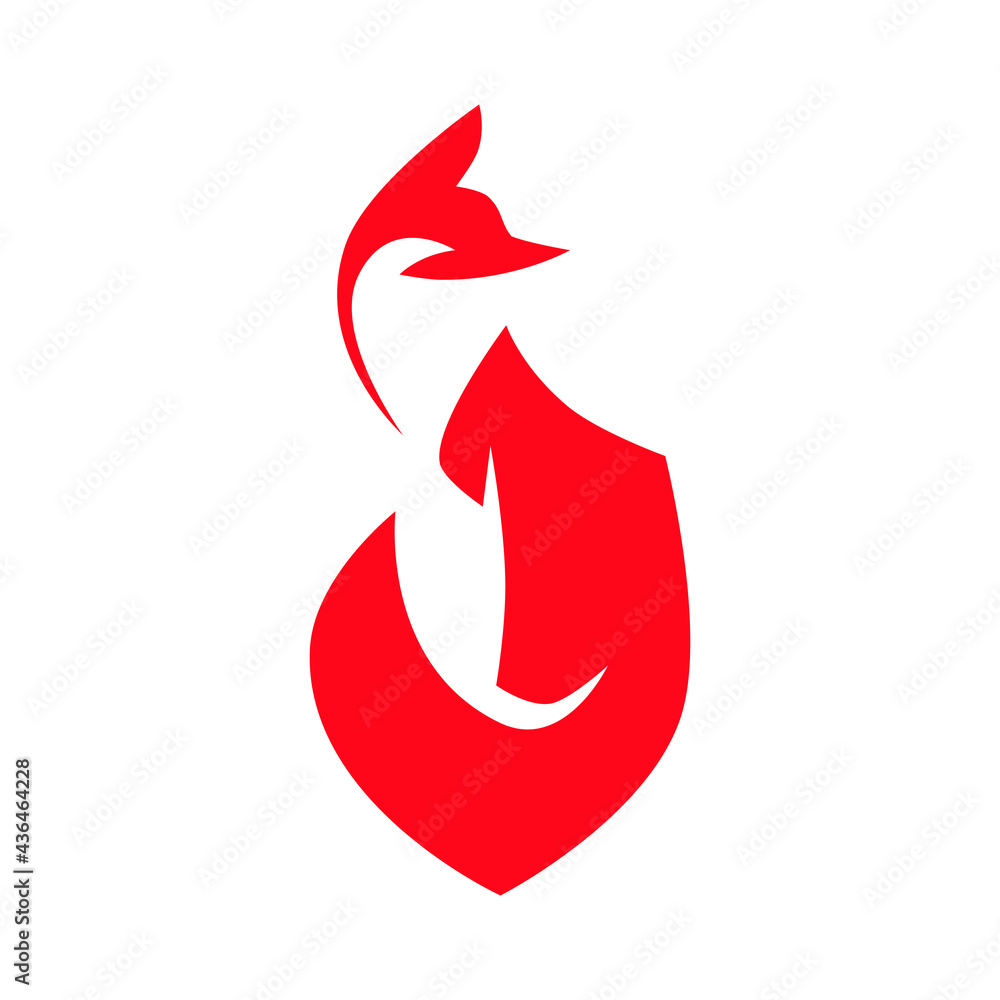 Sitting red fox side view symbol on white backdrop. Design element Sitting red fox side view symbol on white backdrop. Design element