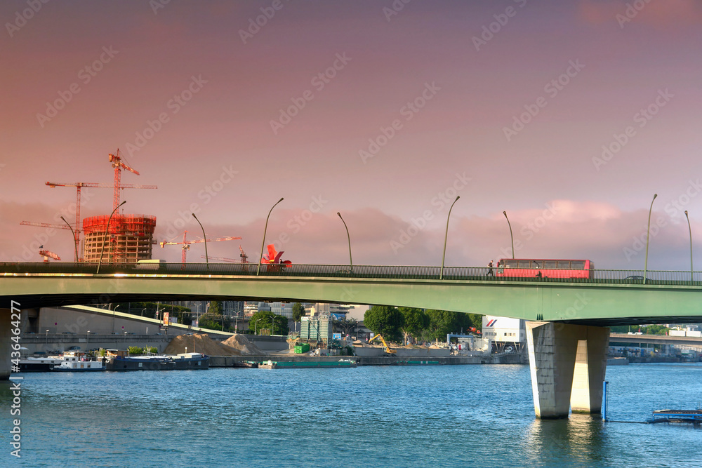 Garigliano bridge in the 16th arrondissement of Paris city