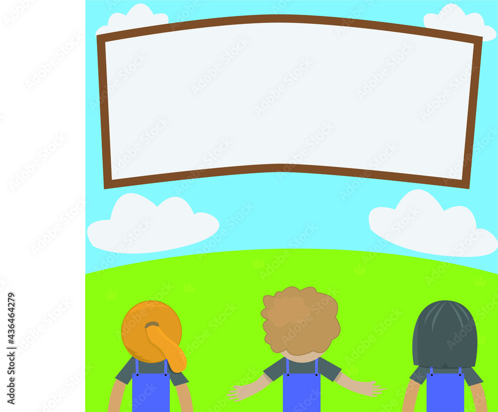 Vector Illustration of Student On Field, Theme Back To School and Field Background Vector Illustration of Student On Field, Theme Back To School and Field Background