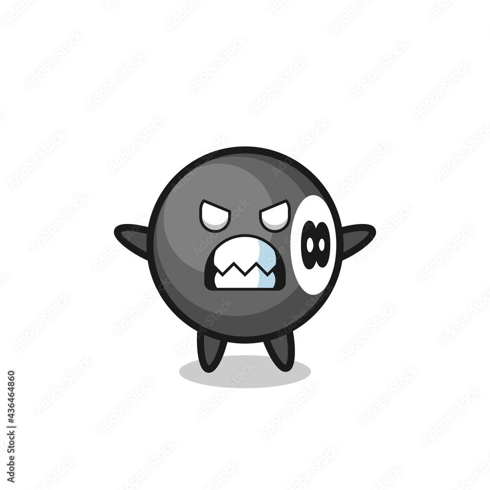 wrathful expression of the 8 ball billiard mascot character wrathful expression of the 8 ball billiard mascot character