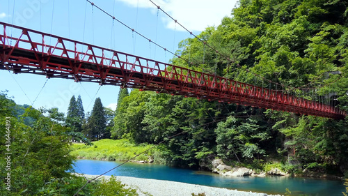 red suspension bridge, Japan