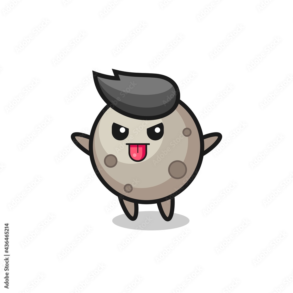 naughty moon character in mocking pose naughty moon character in mocking pose