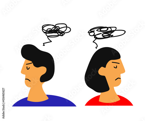 A man and a woman are quarreling on a white background. Cartoon. Vector illustration.