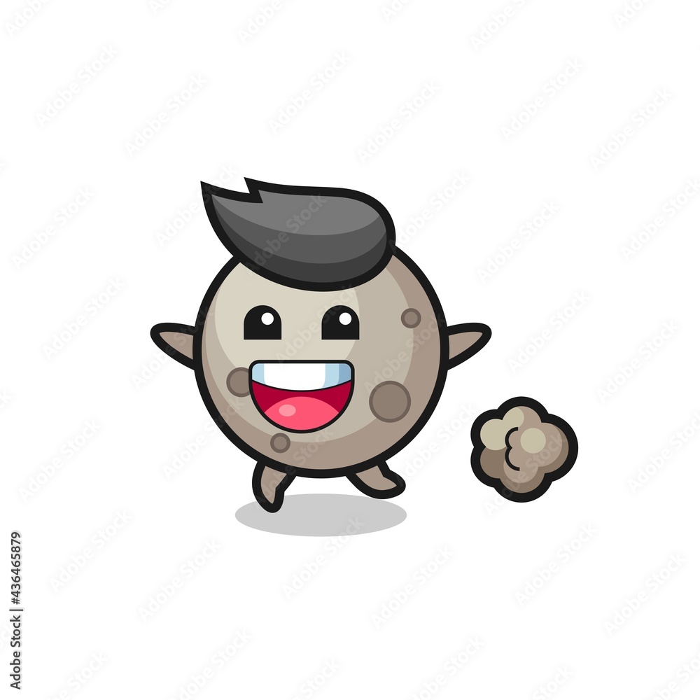 the happy moon cartoon with running pose the happy moon cartoon with running pose