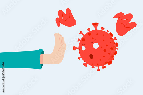 Flat hand raised to ban against Coronavirus COVID