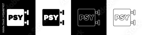 Set Psychology icon isolated on black and white background. Psi symbol. Mental health concept, psychoanalysis analysis and psychotherapy. Vector