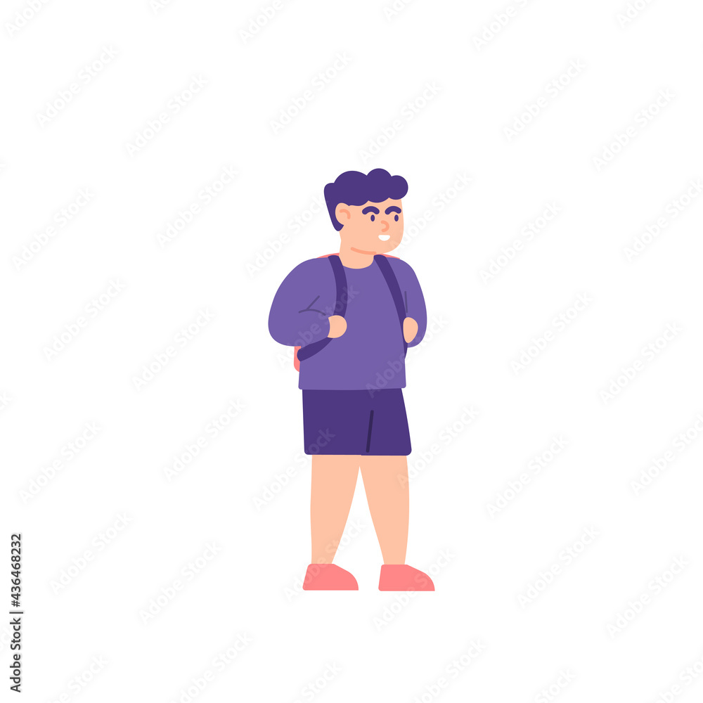 the expression of a happy boy. happy that the school has reopened. go to school. back to school concept. flat style. vector design the expression of a happy boy. happy that the school has reopened. go to school. back to school concept. flat style. vector design