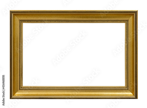 Old style vintage golden frame isolated on a white background