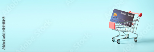 Vászonkép Shopping Online Concept Marketing and Digital marketing With credit card in shop