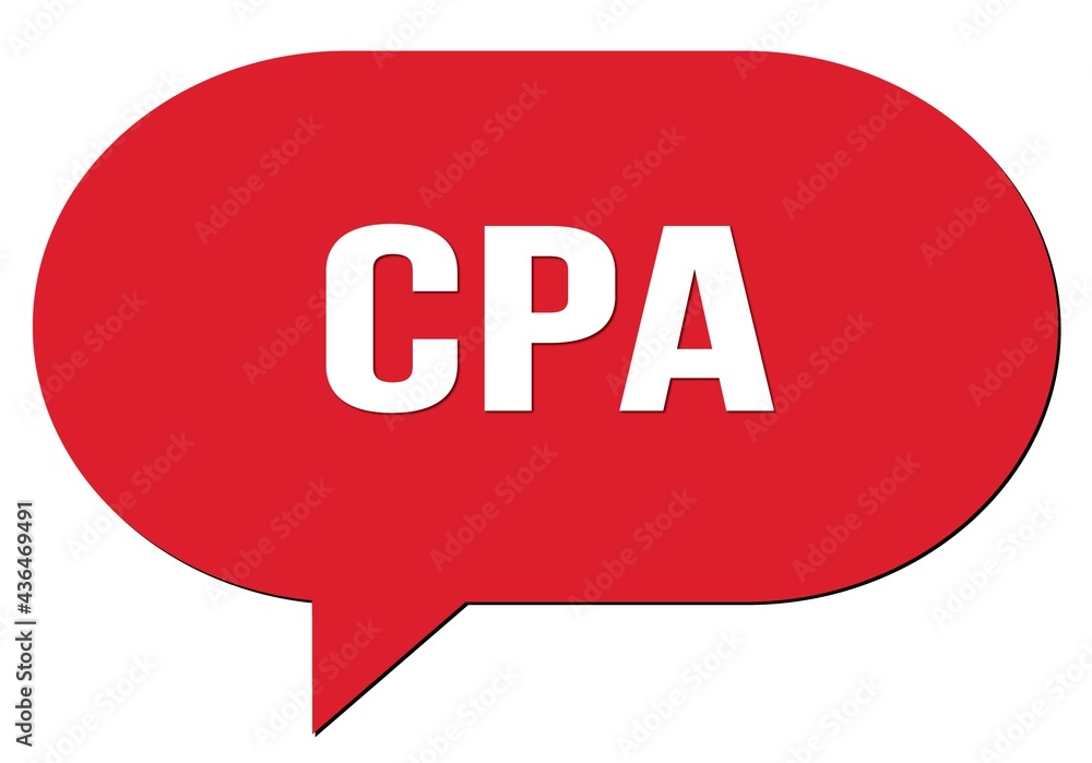 CPA text written in a red speech bubble CPA text written in a red speech bubble