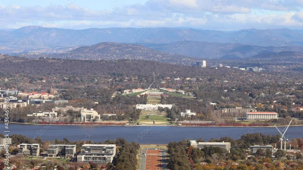 View of Canberra city on shores of Lake Burley Griffin – Anzac avenue 4k.
View of Canberra city on shores of Lake Burley Griffin – Anzac avenue 4k.