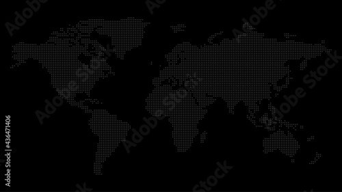 Dotted World Map on Black Background. Vector illustration