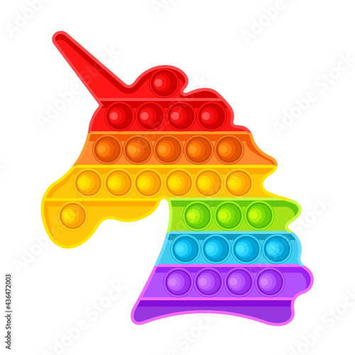 Pop It fidget unicorn. Antistress. Toy icon, trend. Vector illustration isolated on white background.