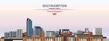 Southampton cityscape on sunset sky background vector illustration
