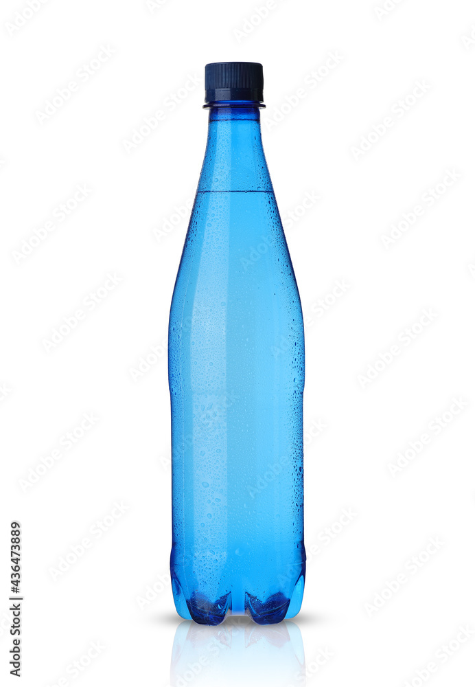 blue bottle in drops with mineral water blue bottle in drops with mineral water