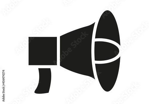 Icono negro de altavoz en fondo blanco.