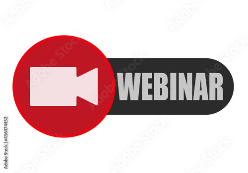 Icono con cámara roja de webinar. 