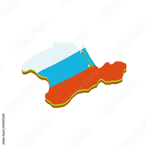 Map of the Crimean Peninsula. Russian flag. Southern resort. Green area. Flat cartoon