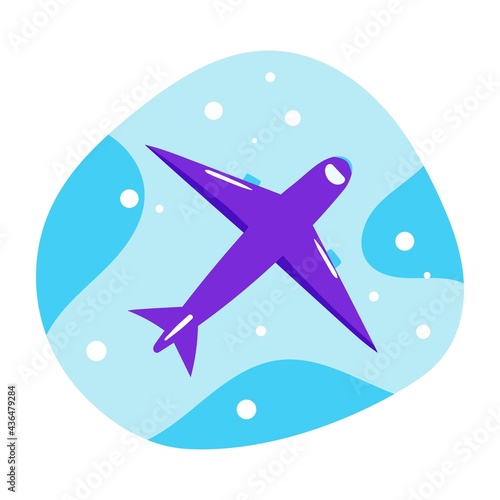 Plane vector illustration in flat style. Simple aircraft design.