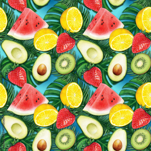 Watercolor fruit tropical banner