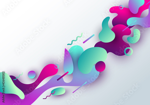 Abstract fluid vibrant gradient shape with geometric design isolated on white background