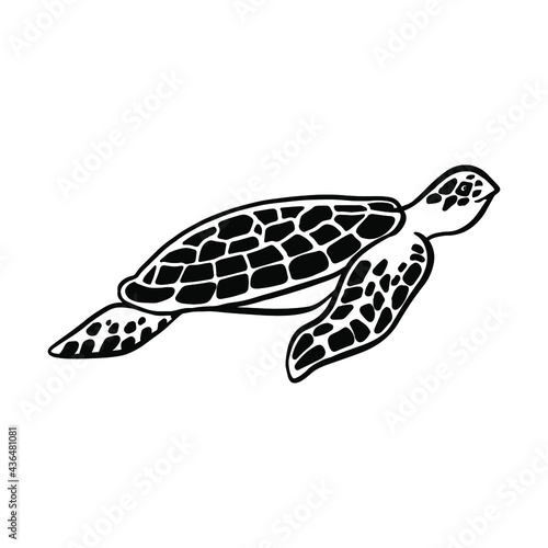 Swimming sea turtle. File for cutting and printing