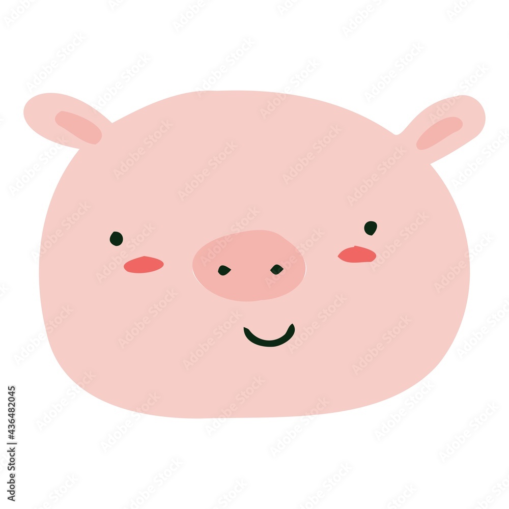 Vector pink piglet head isolated. piglet for children's room decoration, banners Vector pink piglet head isolated. piglet for children's room decoration, banners