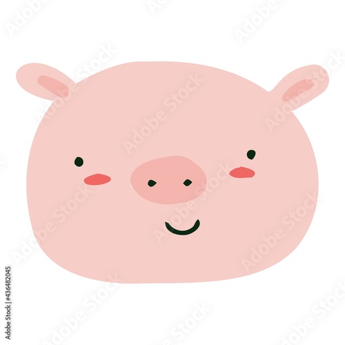 Vector pink piglet head isolated. piglet for children's room decoration, banners