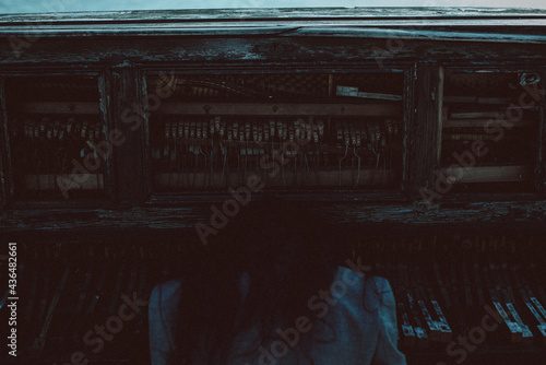 piano and girl