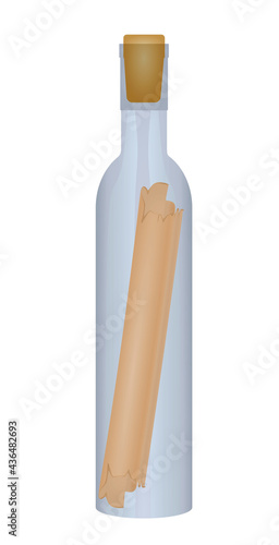 Message in glass bottle. vector