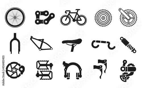 Common bicycle parts for assembling parts into 1 bicycle. photo