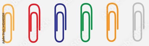 Paperclip illustration set isolated on white background, line art style - Vector
