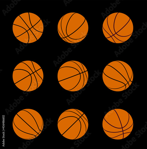 Set of basketball balls with different rotation angles. Vector 3d © Maxim P