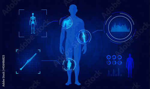 Medical technology concept.Medical orthopedic abstract background. Treatment for orthopedics traumatology of knee bones,elbow bones, 
collarbone and joints injury. 