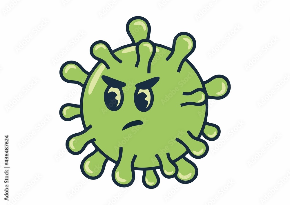 Fototapeta premium illustration of green virus with face, disease in sight