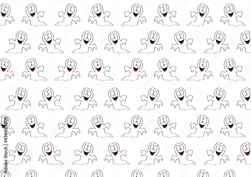 Fototapeta premium patterns with ghost silhouettes, happy halloween ghosts