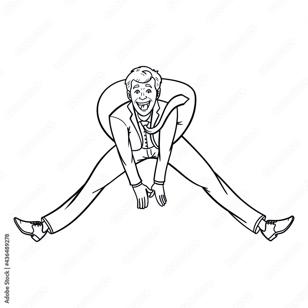 Fototapeta premium jumping businessman. outline, comic, avatar.