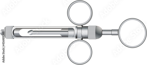 A cartridge syringe is a device intended to inject anesthetic agents subcutaneously or intramuscularly. The device consists of a metal syringe body into which a disposable, previously filled, glass